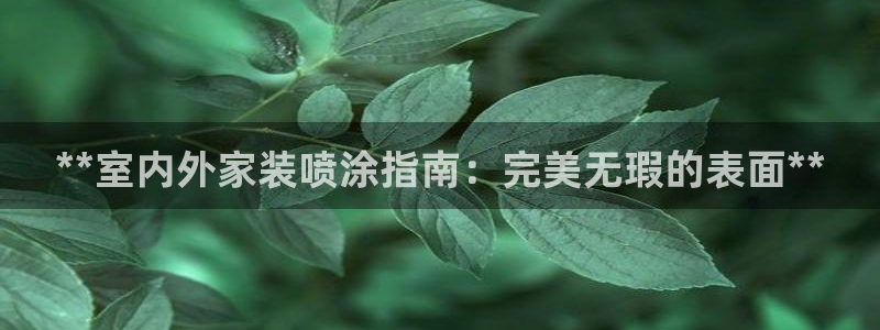 和记官方：**室内外家装喷涂指南：完美无瑕的表面**
