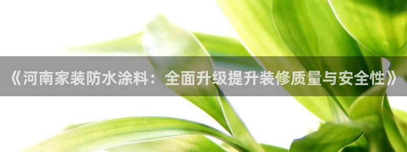 和记网页版：《河南家装防水涂料：全面升级提升装修质量与安全性》